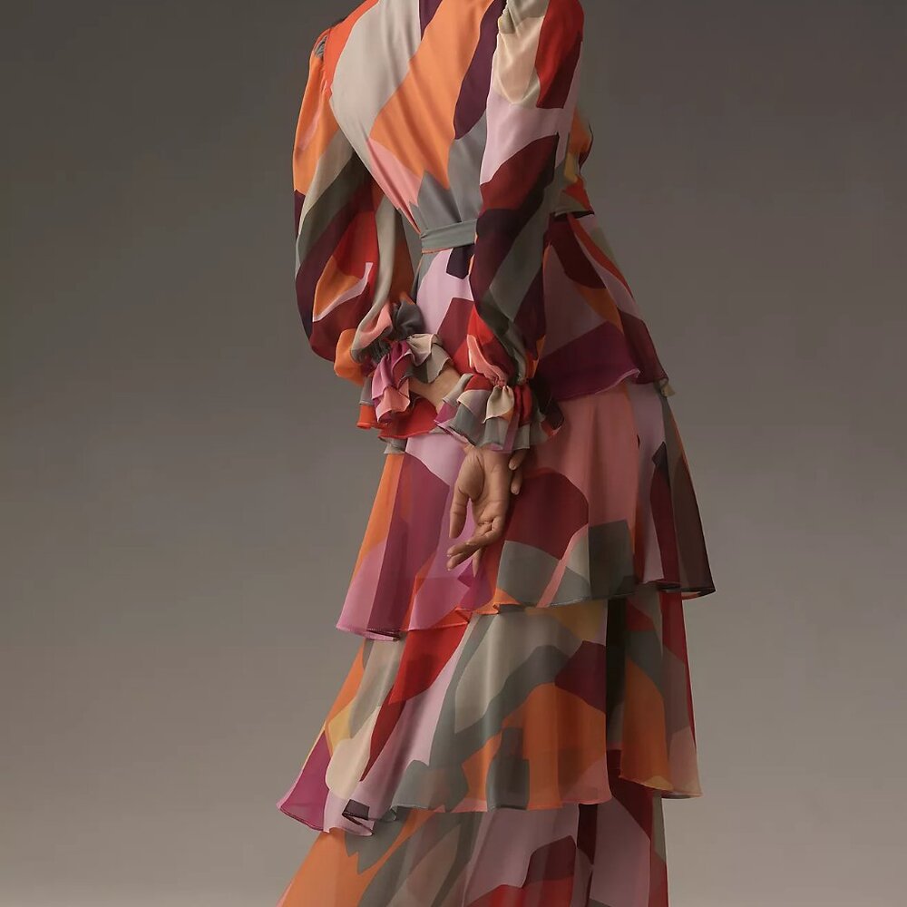 Hutch V-neck Tiered Wrap Maxi Dress - Picture 4 of 6